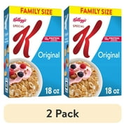 (2 pack) Kellogg's Special K Original Cold Breakfast Cereal, Family Size, 18 oz Box