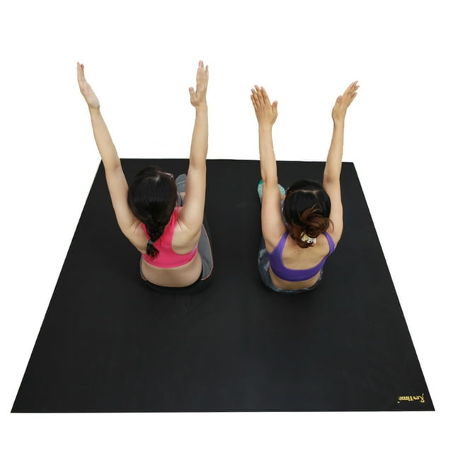 RevTime Super Large Exercise Mat 6 x 6 Feet (72"x72"x1/8") Heavy Duty Cardio Mat For Home Workouts Gym Black