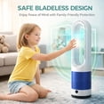thumbnail image 4 of Safe Bladeless Tower Fan for Kids and Pets,41”Quiet Oscillating Floor Fan with 8 Speeds, 8H Timer and Remote, Cooling Fan for Nursery and Bedroom, Blue, 4 of 7