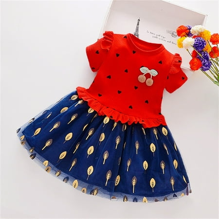

ADXFWORU Toddler Kids Girls Floral Short Sleeves Tulle Ball Gown Dress Princess Clothes