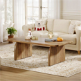 thumbnail image 1 of Fnova Farmhouse Coffee Table for Living Room, 47.24" Rectangle Wood Coffee Table, Easy Assembly, 1 of 13