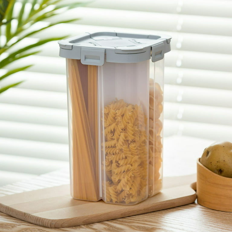 Cereal & Dry Food Storage Container, 2.3L Four-Compartment Container with  Lids,And Removable Partition,Kitchen Containers BPA Free 