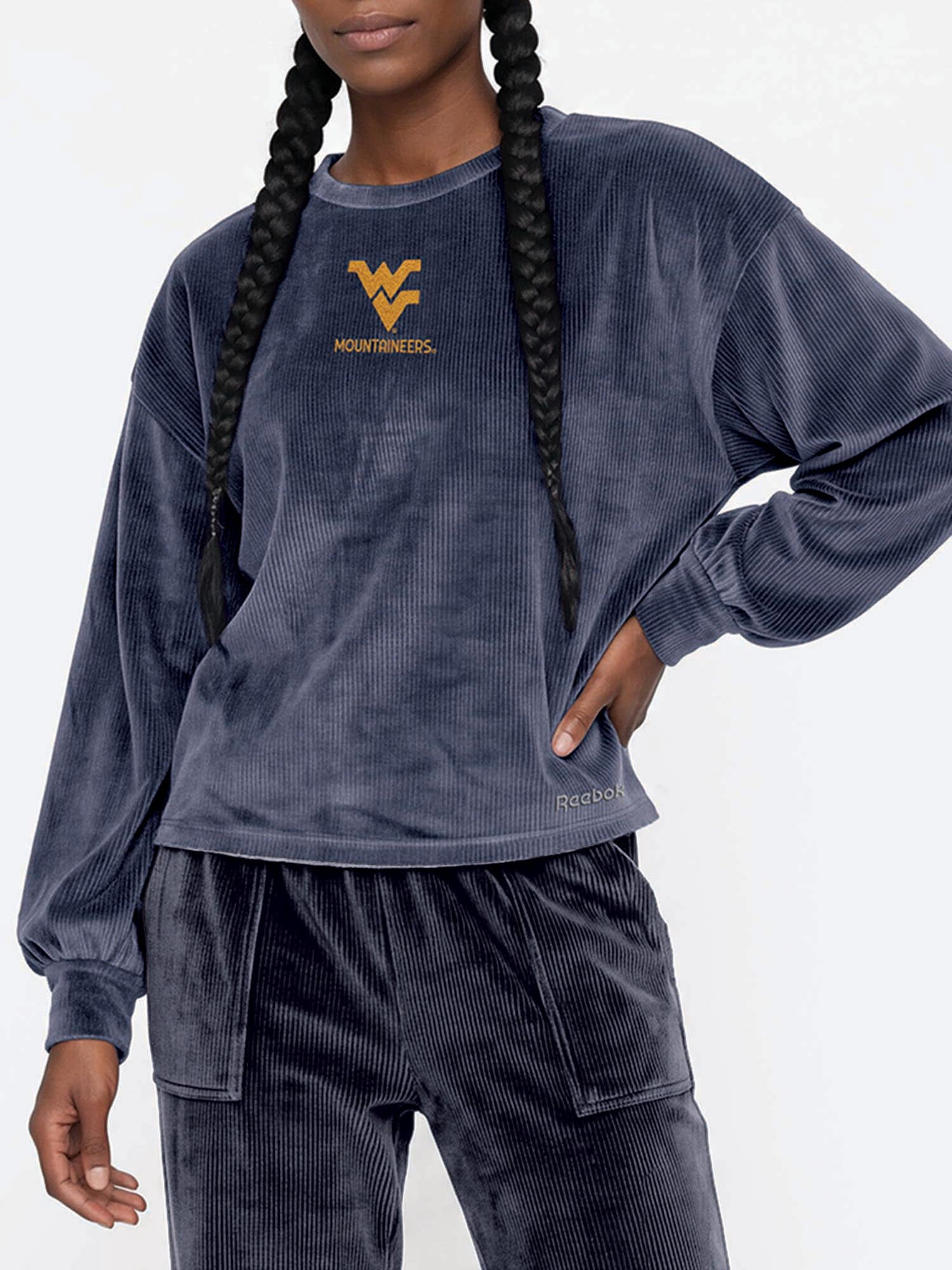 West Virginia Mountaineers Reebok Womens Crew Neck Pullover with Balloon Sleeves
