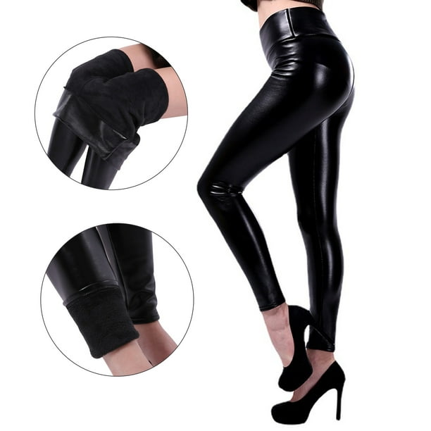 Mymisisa Thermal Leggings High Waist Tights Women Faux Leather