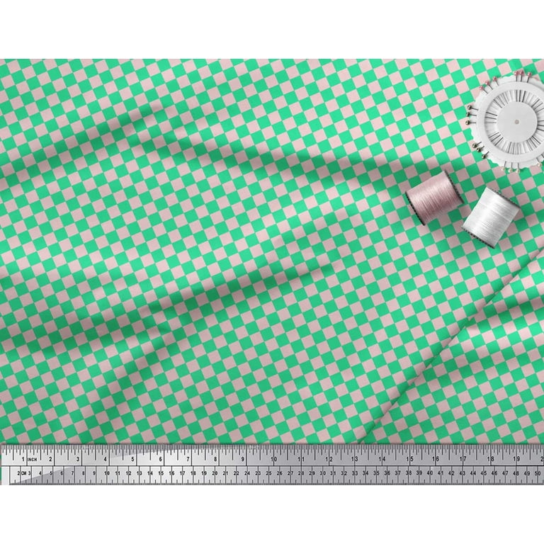 Soimoi Green Rayon Fabric Diamond Geometric Print Fabric by Yard 42 Inch  Wide