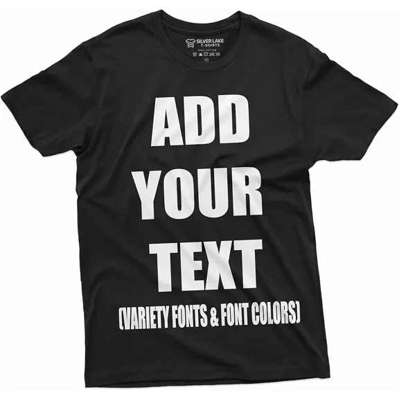 Silver Lake Custom Personalized Text T-Shirt for Men and Women, Unisex Cotton Short Sleeve Tee, Black