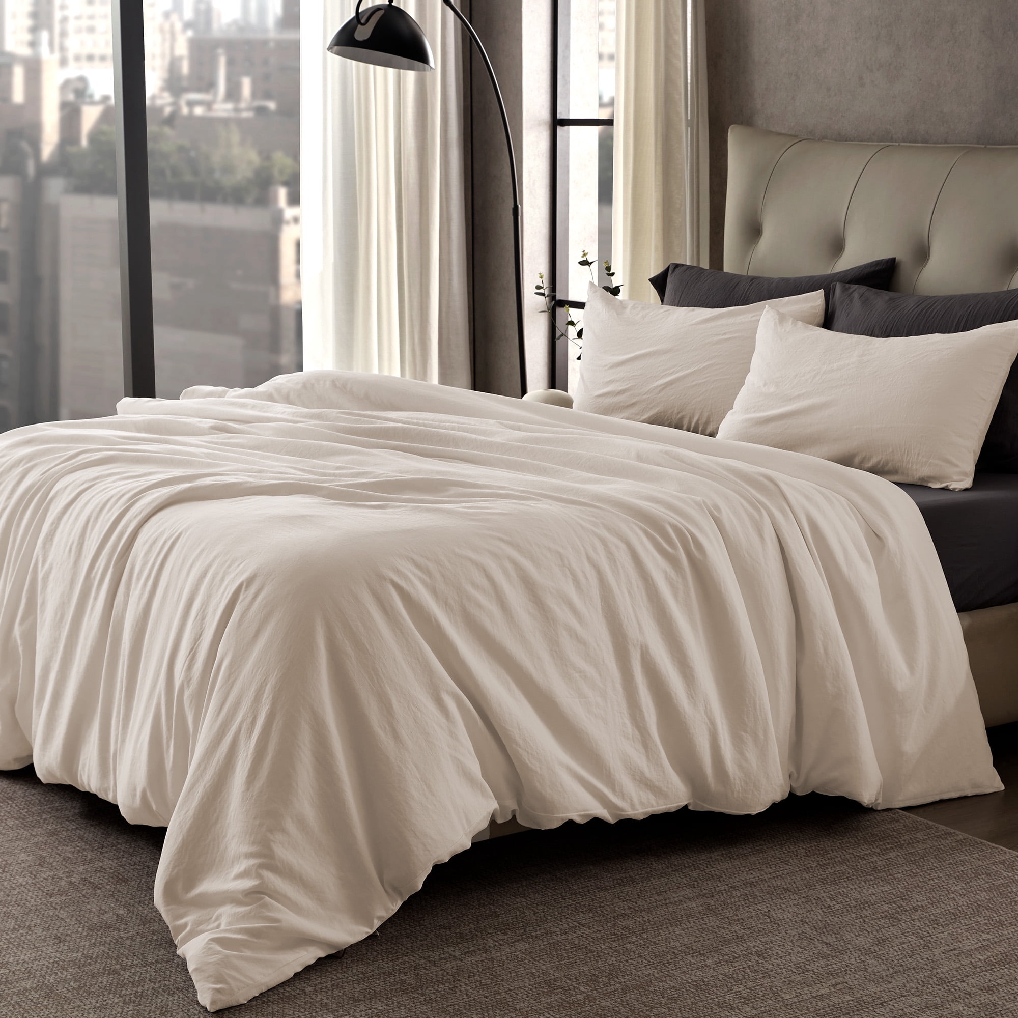 Sleep Zone Duvet Cover King Size, Stone Washed, Soft and Comfortable with Natural Wrinkles, Easy Care, Gift-Wrapped, Safe and Skin-Friendly(Beige, King)