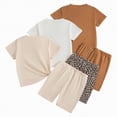 thumbnail image 5 of mgoYE Kid Girl Clothes Shorts Set 3Pack Outfits Summer Casual Short Sleeve Top and Shorts Set for Girls 4-7(Khaki,5-6 Years), 5 of 6