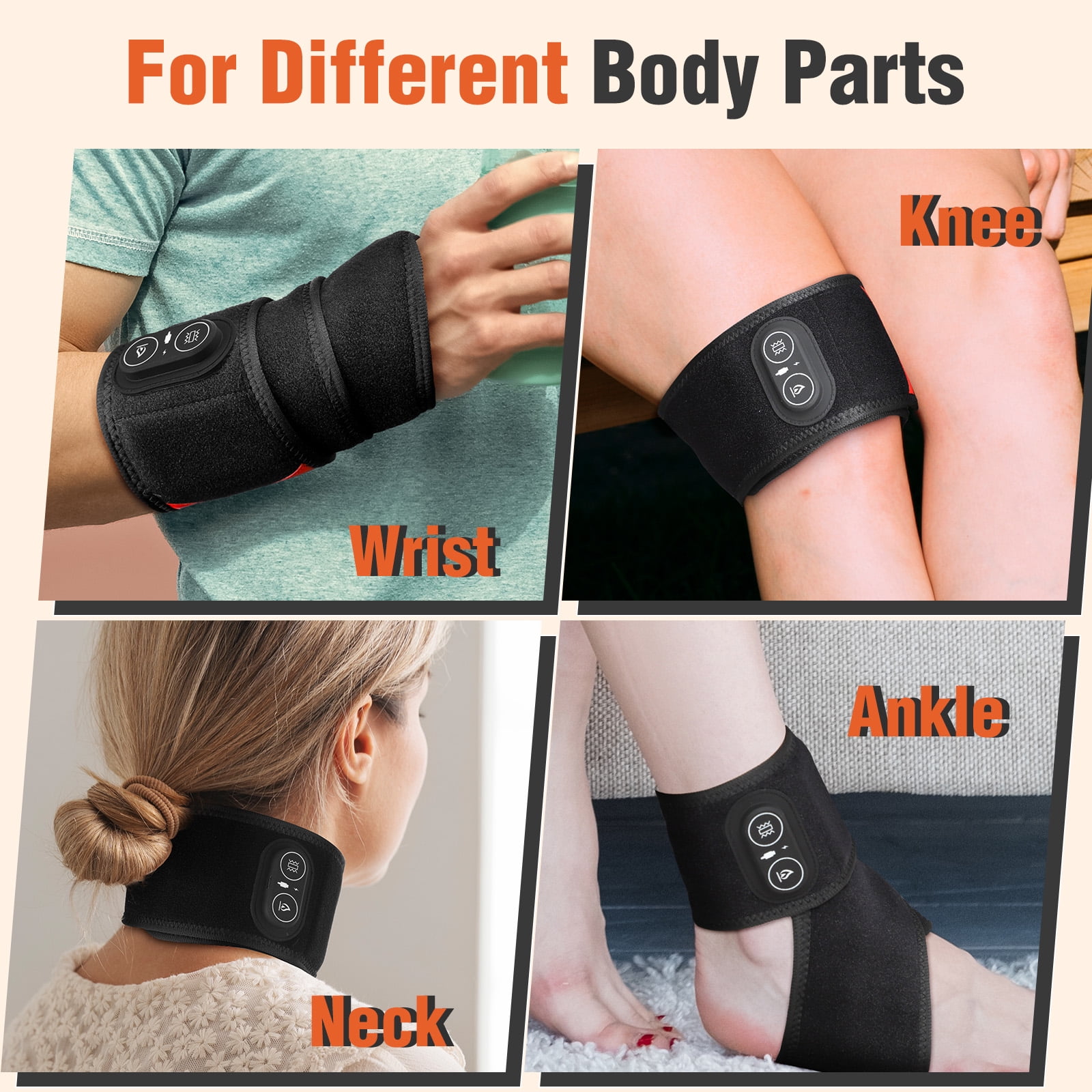 Wrist Heating Pad Wrap Massage, Heated Wrist Braces Carpal Tunnel, Elbow Knee Wrist Ankles Brace Heating Pad, Hand Brace Support Relax, 3000mAh, Gifts for Family, Travel