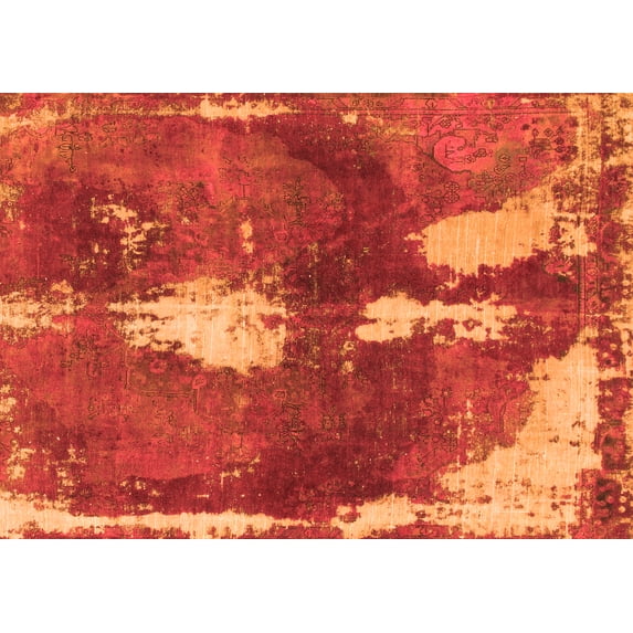 Ahgly Company Indoor Rectangle Abstract Orange Modern Area Rugs, 8' x 10'