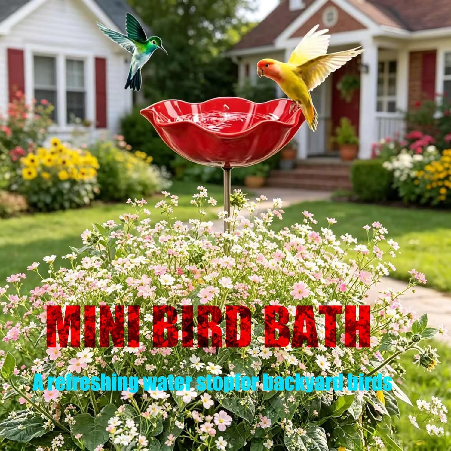 Handcrafted Metal Floral Garden Stake | Bird Bath | Outdoor Bee Watering Station | Pollinator Water Dish | Courtyard Decor & Bird Feeder (6Pieces)