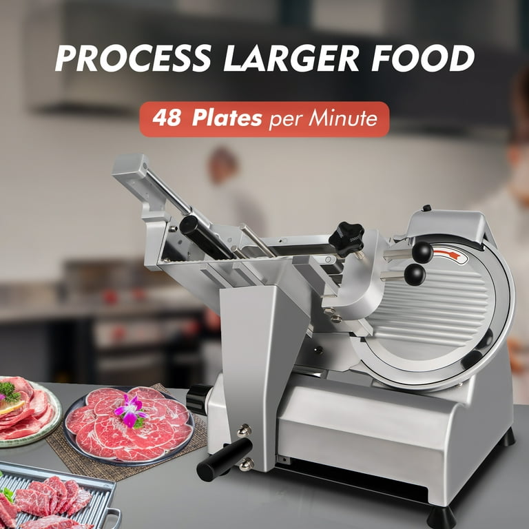 Meat Slicer Machine 10 inch Commercial Meat Slicer 240W Frozen Meat Cheese  Deli Slicer Premium Chromium-Plated Steel Blade Semi-Auto Foody Slicer Home