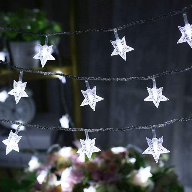 Guirnalda de luces de estrellas - Blanco - 10m 100 Luces Ofspeizc