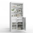 thumbnail image 4 of 100% Solid Wood 32" Bathroom Cabinet with Frosted Glass Doors, 2-Drawers and Adjustable Shelves, 4 of 6
