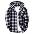 thumbnail image 2 of hoksml Men's Hooded Plaid Shirt Jacket Full Zip Up Long Sleeve Hoodie Shacket for Fall Winter Daily Outdoor Work Comfort, 2 of 6