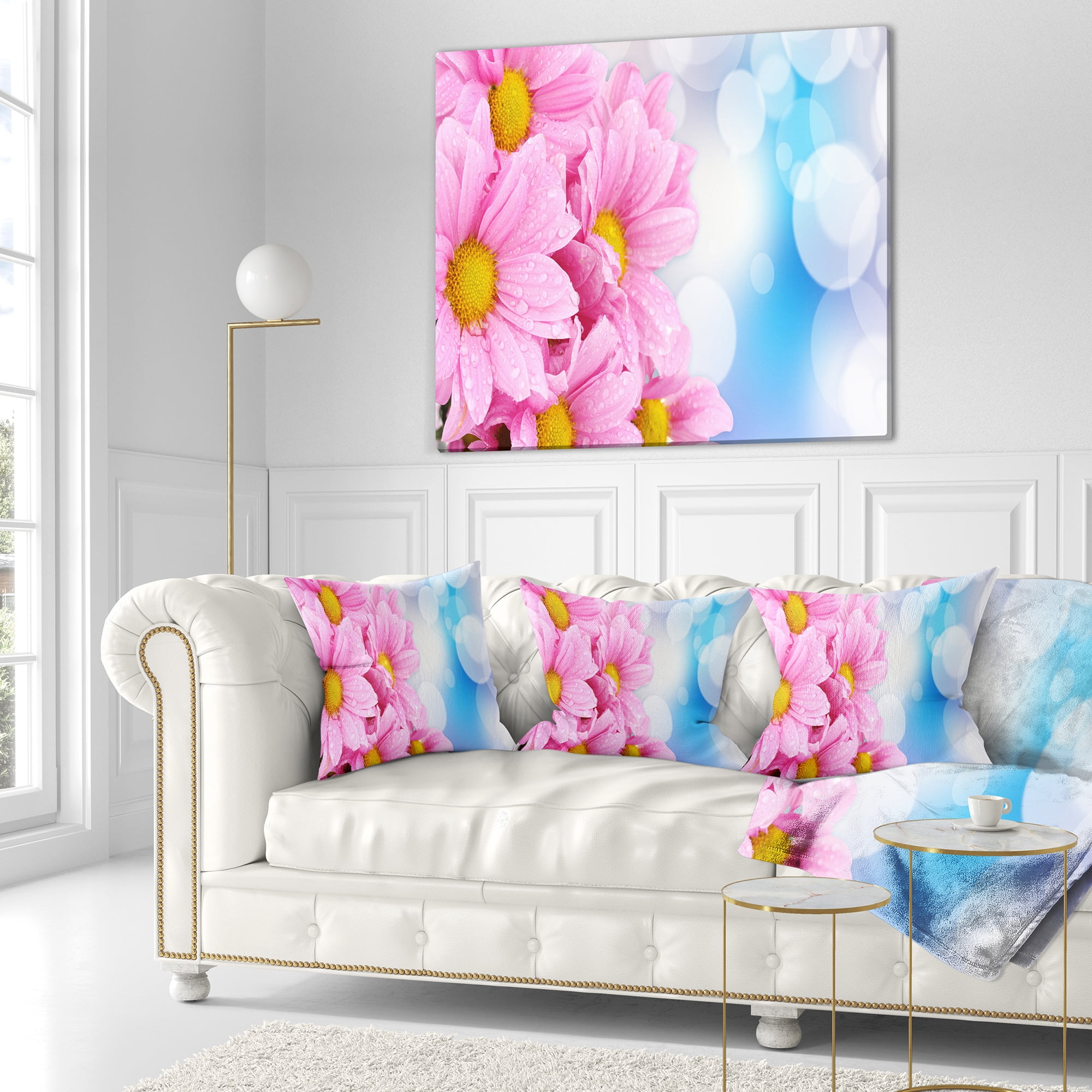 Designart Beautiful Pink Flower Bouquet - Floral Throw Pillow - 18x18