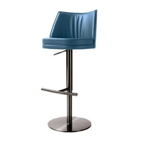 Gala Blue Vegan Leather on Black Adjustable Stool
