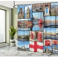 thumbnail image 5 of Ambesonne England Shower Curtain, City Landmarks Floral, 69"Wx75"L, Blue Red, 5 of 5