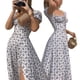 thumbnail image 1 of Txlixc Vestido largo dividido con cuello cuadrado y mangas abullonadas informales para mujer Txlixc  Sexy, 1 of 10