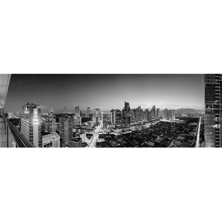 Panoramic Images Elevated View of Skylines in A City Makati Metro Manila Manila Philippines Poster Print, 12 x 36 - Large