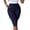 A-Dark Blue, variant on Casual Cargo Capris for Women Elastic High Waisted Drawstring Knee Length Pants with Flap Pockets for Summer Daily Wear Army Green XXL
