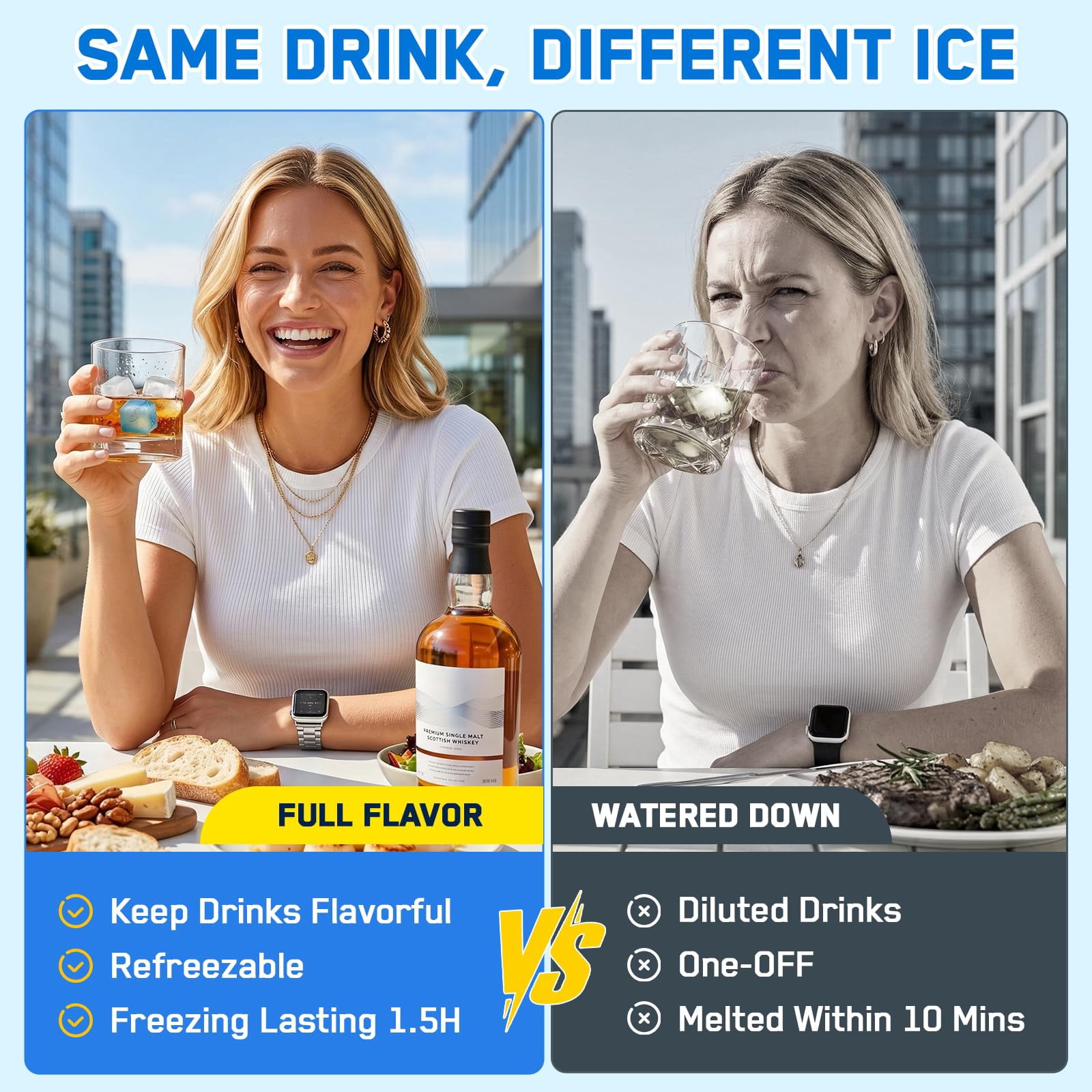400 Pack Reusable Ice Cubes For Coolers Drinks  Plastic Cubed Packs Lunch Boxes Non-diluting Refreezable Outdoor Bath Coffee Bars Party Camping