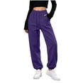thumbnail image 6 of XUNKUSGA Women's Baggy Sweatpants Casual High Elastic Waist Cinch Bottom Sweat Pants Soft Comfy Solid Color Joggers Athletic Pants with Pockets and Drawstring L, 6 of 10