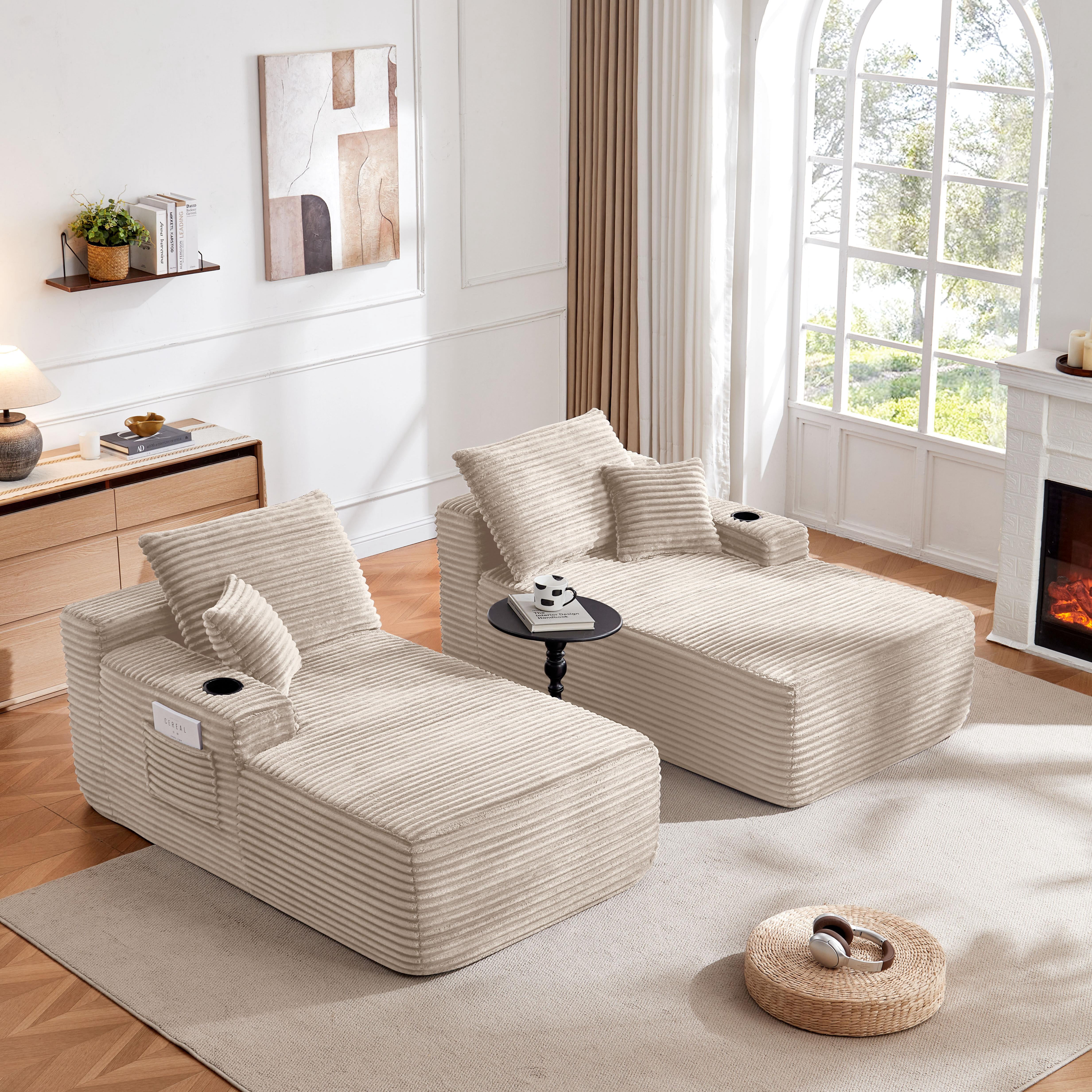 avobird 69" Cloud Loveseat, L-Shaped Modular Sofa with Deep-Seat Design, Comfortable 2 Seater Couch for Modern Living Room, Plush Fabric, Beige