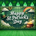 thumbnail image 3 of Green Theme St. Patrick's Day Banner Shamrock Pattern Festival Display Rainbow Design Gold Pot Clover Backdrop for St. Patrick's Day Party Celebration Indoor Decoration, 3 of 9