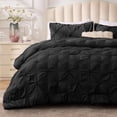 thumbnail image 2 of Black Comforter Set Queen - 3 Pieces Boho Pintuck Bedding Comforter Sets Lightweight Soft Warm Bed Comforter Queen with 2 Pillowcases for All Season, 2 of 7