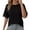 Black, variant on Women's Short Sleeve T-Shirt, Oversized Loose Fit Casual Top, Lace Patchwork Design Summer Blouse for Daily Fashion Wear