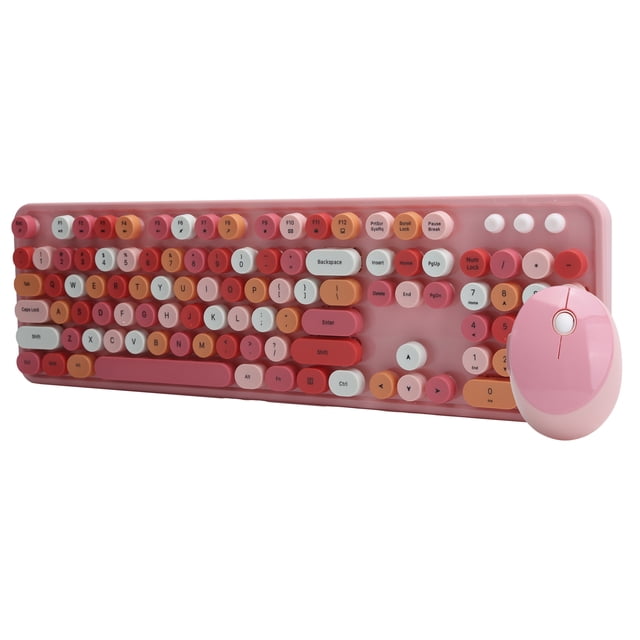 Keyboard Mouse Combo, 104-Key Keyboard Convenient Membrane Keyboard 5-key Mouse For XP/win7/win8/win10 Pink