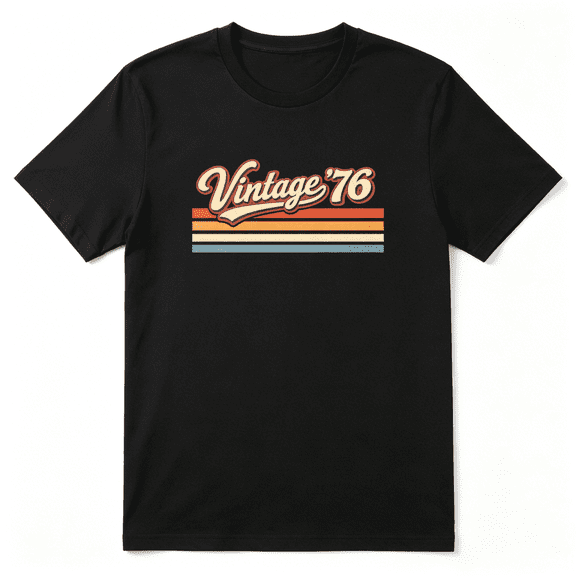 Vintage 76 Retro Rainbow Stripes Retro Graphic Tee for Men and Women, Holiday Gift Family Reunion Cotton Short Sleeves T-Shirt