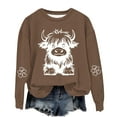 thumbnail image 5 of POIUYTR Highland Cow Sweatshirt for Girl Funny Graphic Pullover Top Cowgirl Long Sleeve Casual Crewneck Shirts, 5 of 8