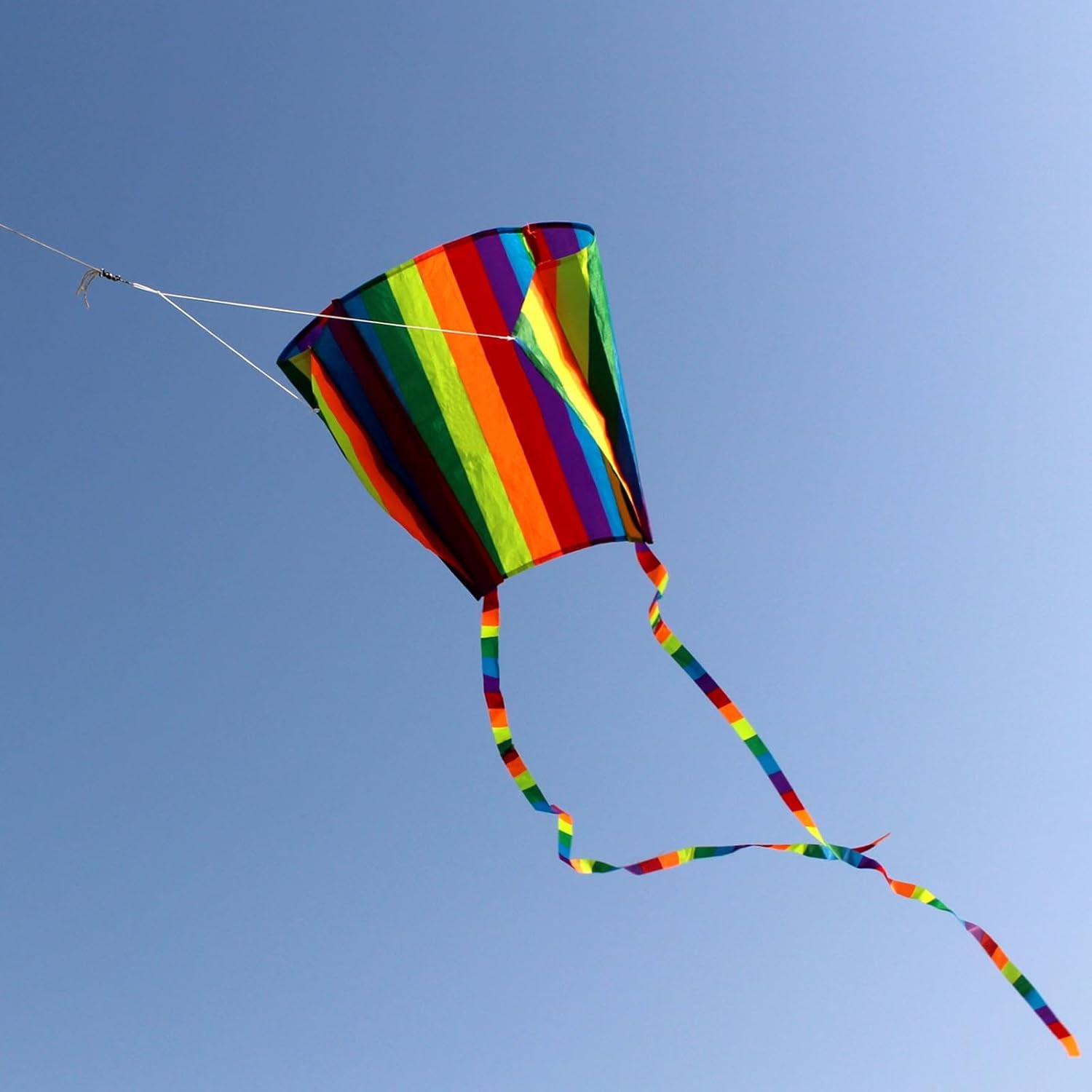 1 PCS Kite For Children, Rainbow Kite Colorful Pocket Kite with Long Tail, Easy Flyer Kite With String Line, Beach Game Outdoor Activities for Beginner, Kids and Adult, Gift to Boys Girls