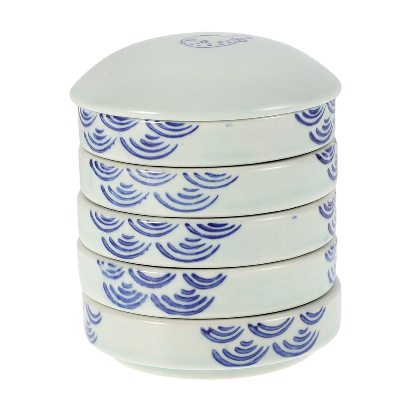 Raindrops 5-Layer Ceramic Ink Mixing Palette Set with Lid, Round Porcelain Watercolor Trays for Paint Mixing and Art Supplies