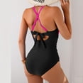 thumbnail image 5 of Women's One Piece Swimsuits Tummy Control Front Cross Bathing Suits Tie Back Slimming V Neck Solid Color Swimwear Dark Gray M, 5 of 6