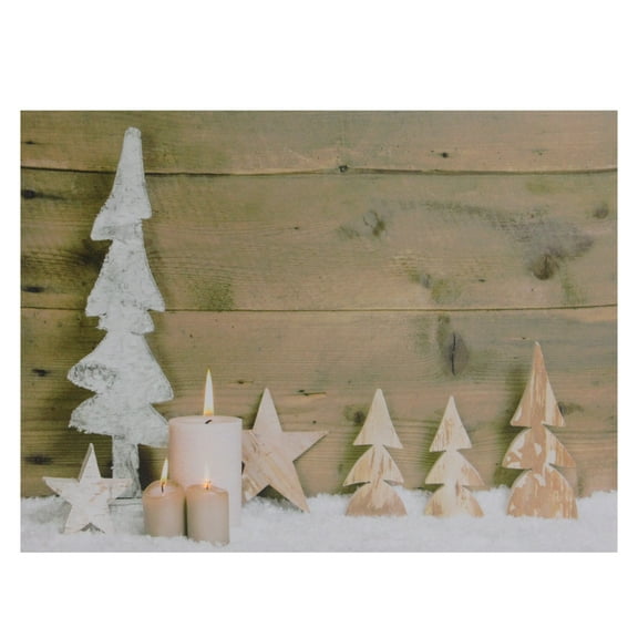 Northlight LED Lighted Flickering Candles and Winter Wooden Trees Canvas Wall Art - 12" x 15.75"