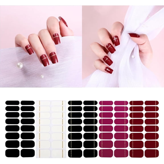 FEOLGEHLY 16 Strips Nail Polish Strips Adhesive Wraps Color Strips for Nails Full Cover Fashion Art Nail Stickers Self-Adhesive Quick-Dry Salon Style Manicure at Home, No Topcoat Needed (C)