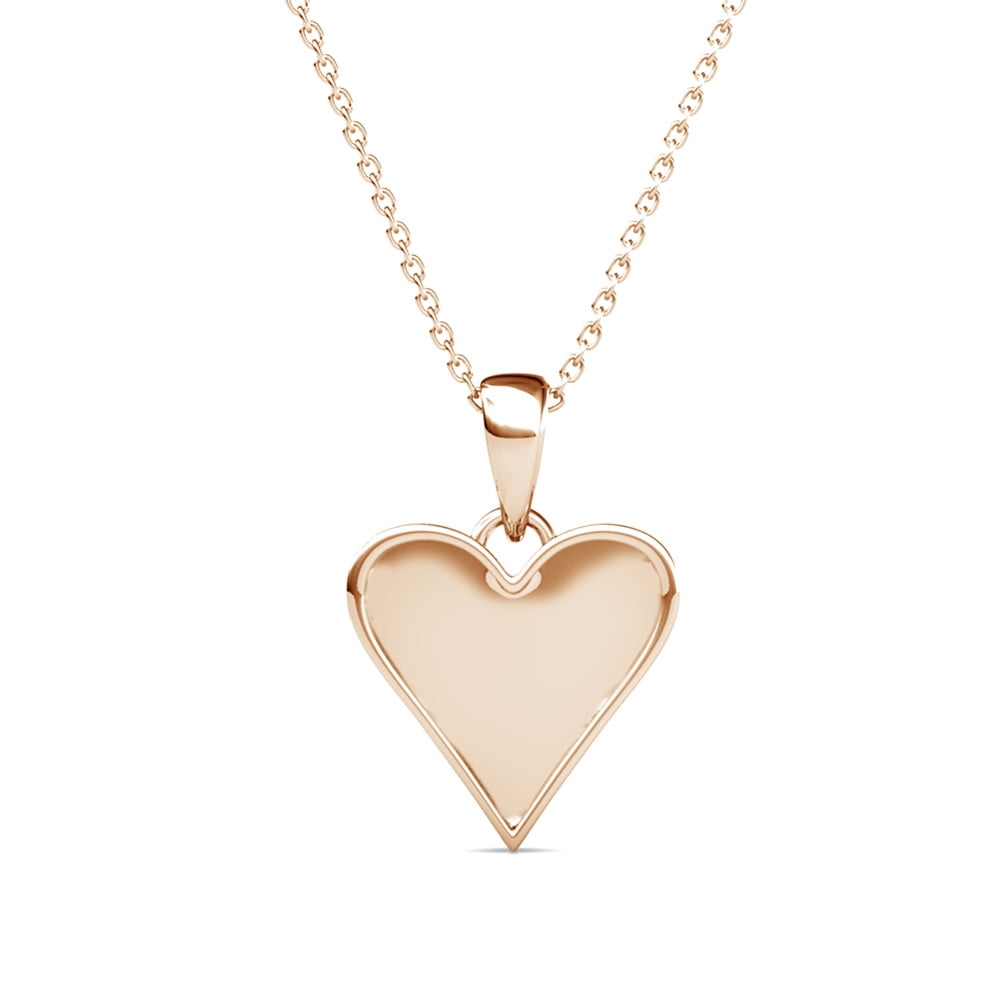 Cate & Chloe Cecilia 18k Rose Gold Plated Heart Pendant Necklace with Swarovski Crystals for Women