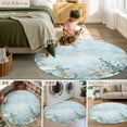 thumbnail image 6 of 3ft Round Rug, Blue Coastal Non-Skid Rubber Backing Large Area Rugs - Living Room Bedroom Home Office, Beach Nautical Anchor Starfish Botanical Indoor Floor Mat Carpets Washable Rug, 6 of 9
