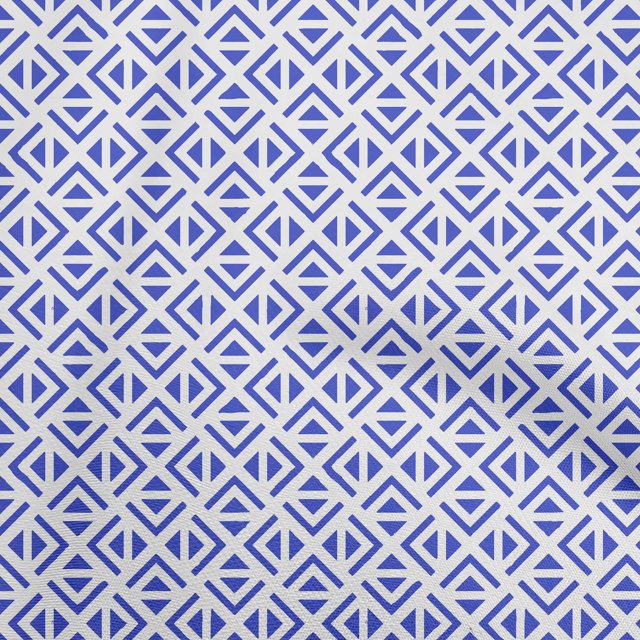oneOone Polyester Spandex Medium Blue Fabric Geometric Triangle Sewing Craft Projects Fabric Prints By Yard 56 Inch Wide
