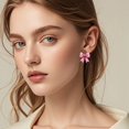 thumbnail image 4 of Pink Ribbon Cancer Awareness Earrings Drop Dangle Acrylic Jewelry Lightweight Statement Earrings for Women Survivor Support Gifts Christmas Holiday Party Fundraiser Events Bulk Pack, 4 of 8