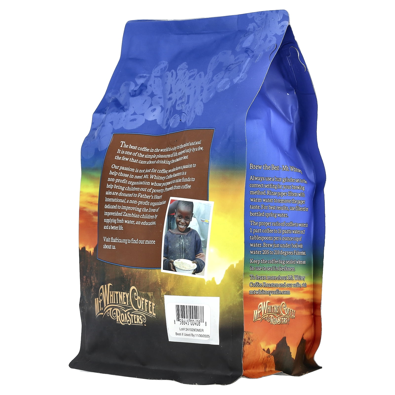 Mt. Whitney Coffee Roasters Organic Mammoth Espresso, Whole Bean Coffee, Dark Roast, 12 oz (340 g)