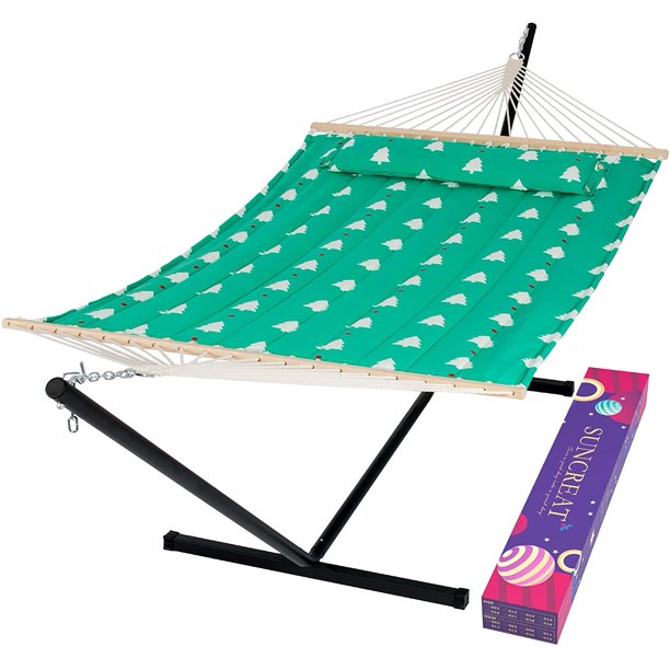 SUNCREAT Double Hammocks 2 Person Heavy Duty,475 lbs Capacity, Free