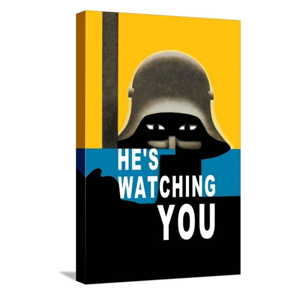 Art.com He's Watching You Stretched Canvas Print Wall Art, 12" x 18"