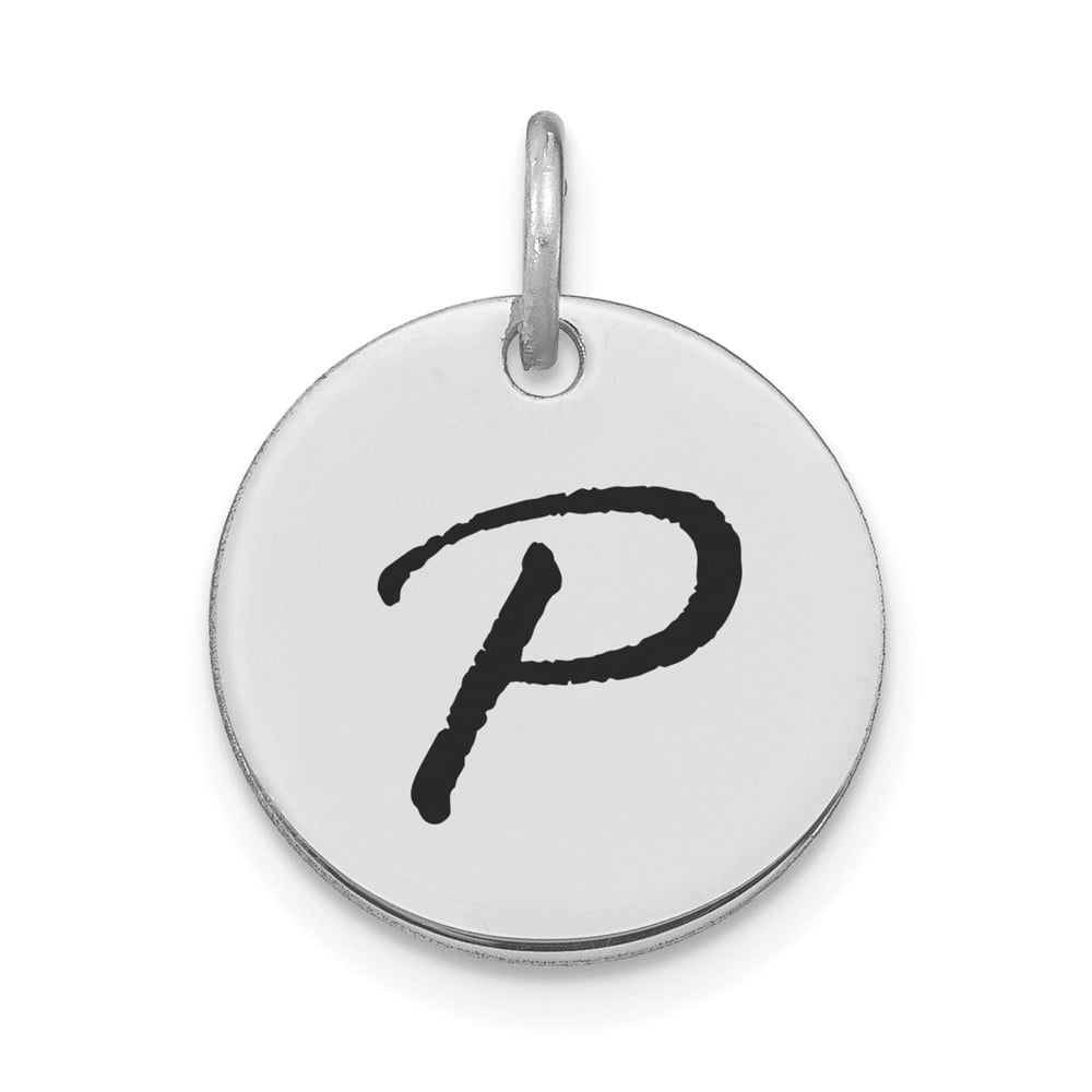 Jewelry Adviser Charms 14k White Gold Small Script Initial V Charm