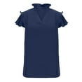 thumbnail image 5 of Blczomt Trendy Women's Summer Tops V Neck Blue Dressy Tees Lightweight Short Sleeve Puff Sleeve,XXL, 5 of 7