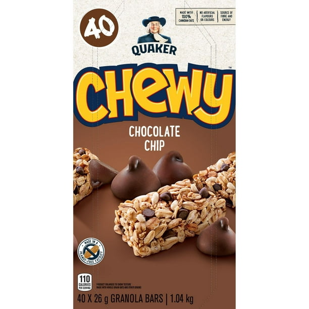 Quaker Chewy Barres tendres Brisures de chocolat 40 barres de 25,12GM<br>1.04KG