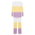thumbnail image 5 of Riecok Loungewear Sets for Women Crewneck Long Sleeve Tops and Pants Striped Soft Comfortable Sleepwear, 5 of 6
